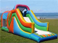 Large Rainbow Inflatable Bounce House with Slide